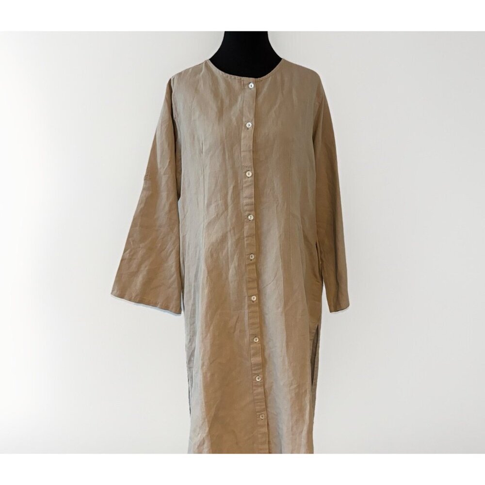 Embelish By Creative Co Linen Cotton Dress Womens L Lagenlook Peasant Cottage - Picture 3 of 16